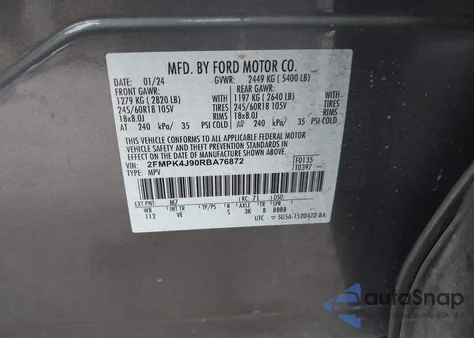 2024 Ford Edge Sel from USA, damaged, VIN 2FMPK4J90RBA76872